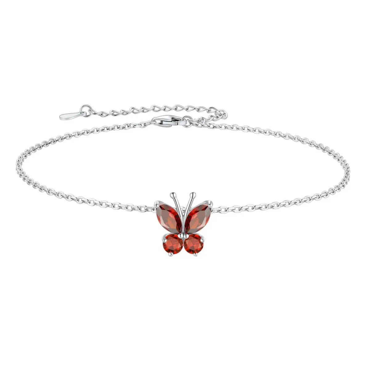 Cavigliere U7 Butterfly Anklet Donna S Bracciale Pietra di Nascita Argento Puro Regolabile Gioielli da Spiaggia Lunghezza 8.5 -10.5L2403_voghion.com