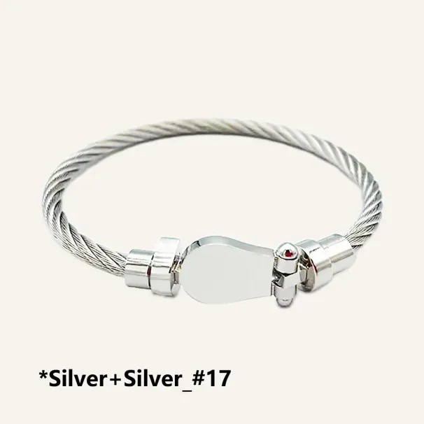 Nuovo marchio di moda, braccialetti a ferro di cavallo placcati in oro bianco, bracciale in argento nero per uomo e donna, accessori e gioielli_voghion.com