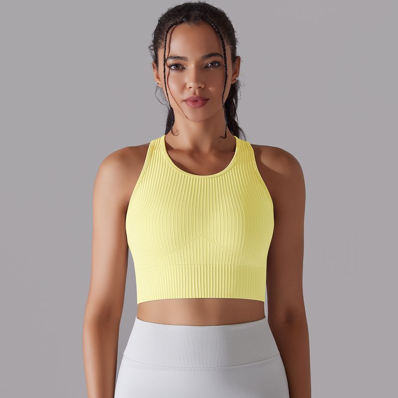 Seamless Knitted Solid Color I-Back Vest Bra Running Fitness Breathable Yoga Clothing_voghion.com