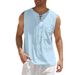 Canottiere da uomo estive senza maniche T-shirt tinta unita camicia ampia casual cotone Eurocode gilet in lino_voghion.com