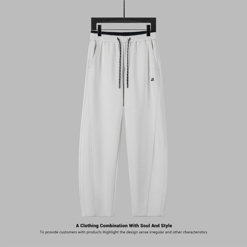 Erkek Giyim Spor Pantolon Erkek Büyük Beden Erkek Örme Günlük Pantolon Bol Düz Elastik Bel Pantolon Pantolon Bahar_voghion.com