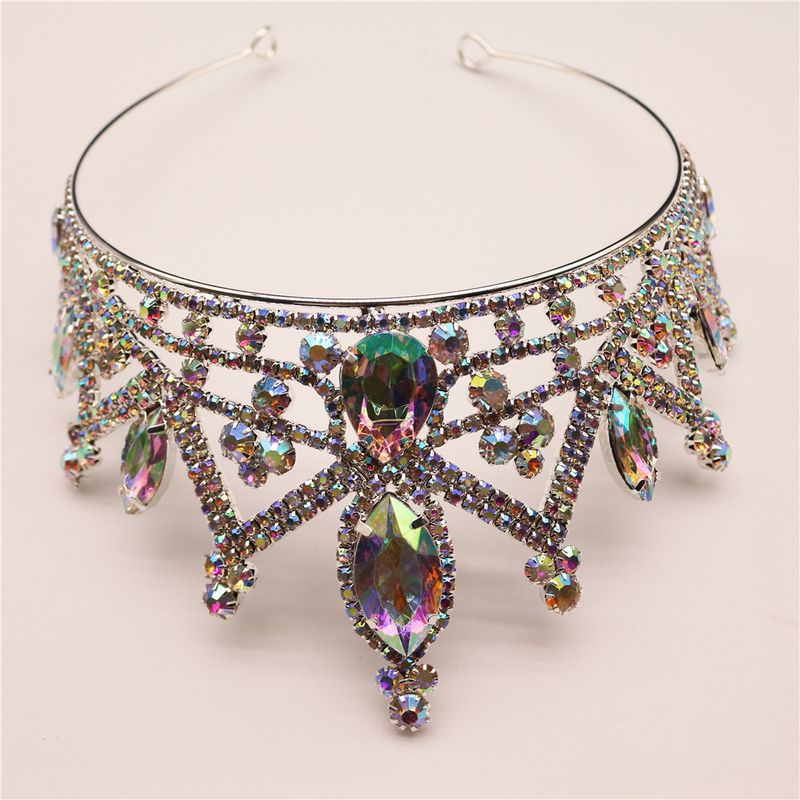 Braut Kappschmuck Kroun AB Faarf Kristall Strass Blummenfërmeg grouss Kroun Hoeraccessoiren_voghion.com