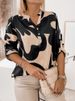 Damenbekleidung, bedrucktes, lässiges Langarmshirt mit hochkrempelbaren Ärmeln, V-Ausschnitt, bequemer Polyestermischung, stilvollen Blumen- und Zebramustern (S-XXL)_voghion.com