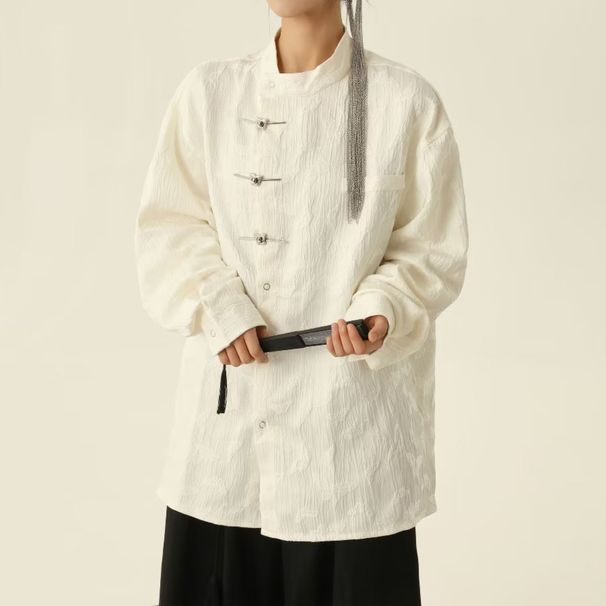 Férfi ruházathoz készült, rejtett, gombos, hosszú ujjú ing, férfi dizájnnal és Sense felsőrésszel_voghion.com