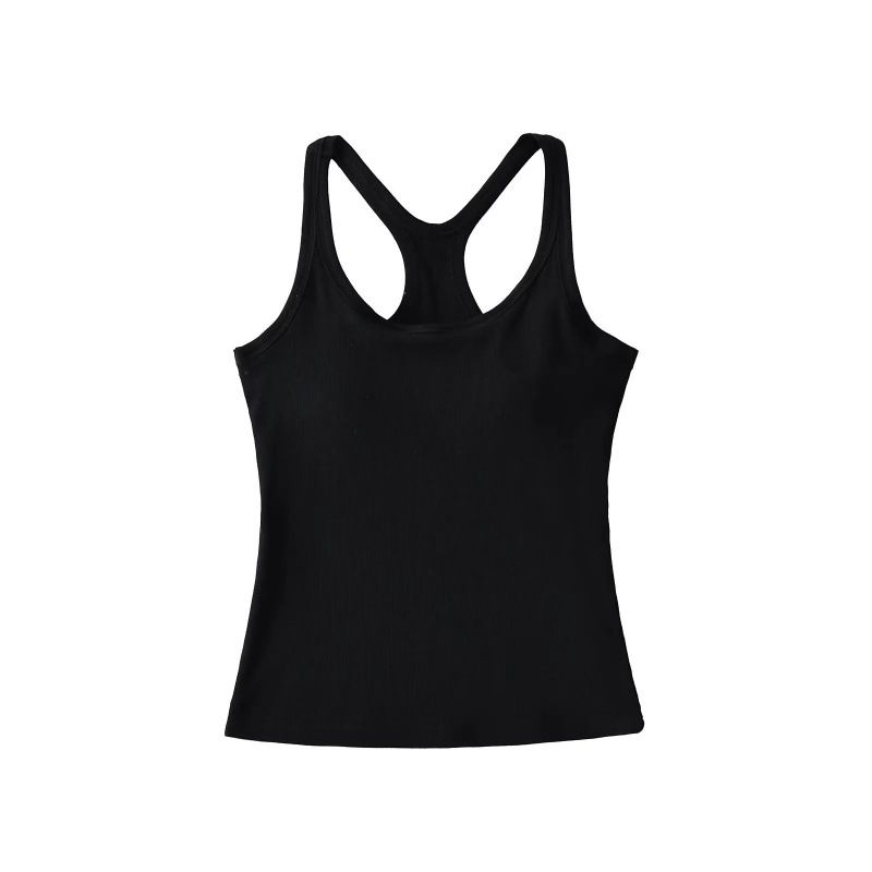 Damenbekleidung Cup integriert mit Brustpolster Sport I Shaped Weste Hot Girl Sport Fitness Großes elastisches Strapsoberteil_voghion.com