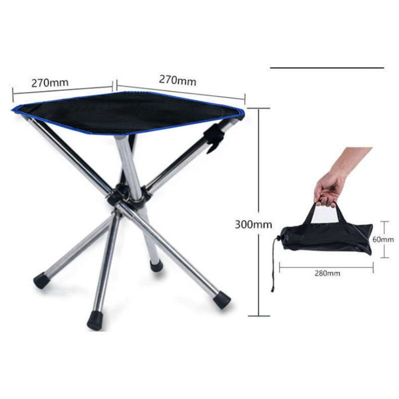 Stainless Steel Telescopic Outdoor Folding Chair Portable Fishing Stool Camping Mazar_voghion.com