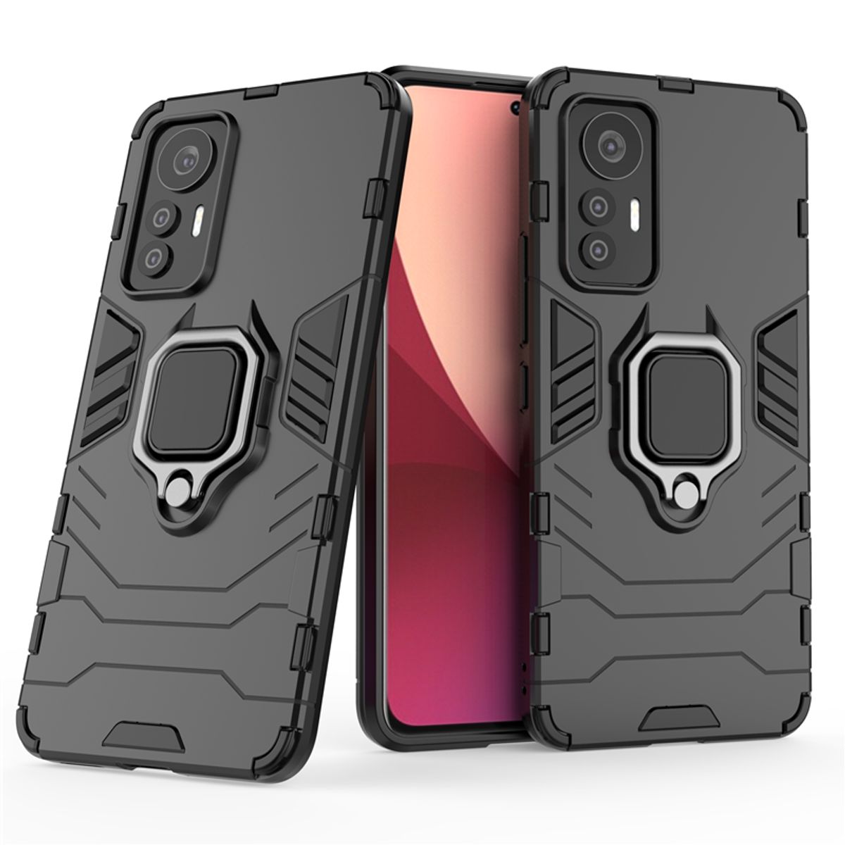 Xiaomi Mi 12 11T 11 11X 11i Pro Lite Ultra Hybrid Hard PC + Soft TPU Armor Anti-Drop Case Pyörivä rengastelineen pidike_voghion.com