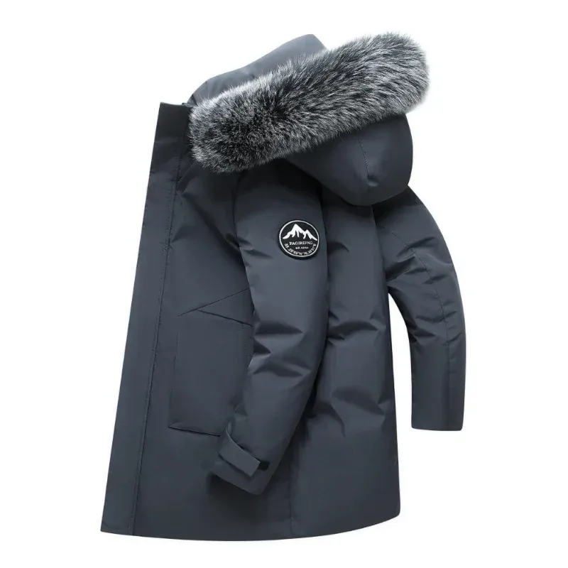 Herren Warm Weiße Enten Daunen Kapuzen Jacke Parkas Multi Taschen Mantel Männlich Winter Lange Männer Wind Dichte Daunen Jacke Mäntel_voghion.com