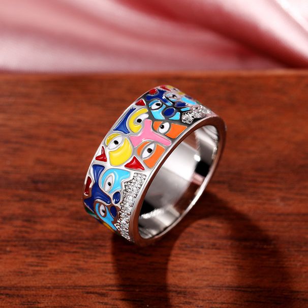 Anello da donna con occhio di famiglia in smalto colorato a goccia di olio Cao Shi_voghion.com