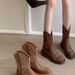 Stivali da equitazione Melard Brown ricamati Western Cowboy per donna Estate 2025 Nuovo stile Chic Comodi Tacco Piatto_voghion.com