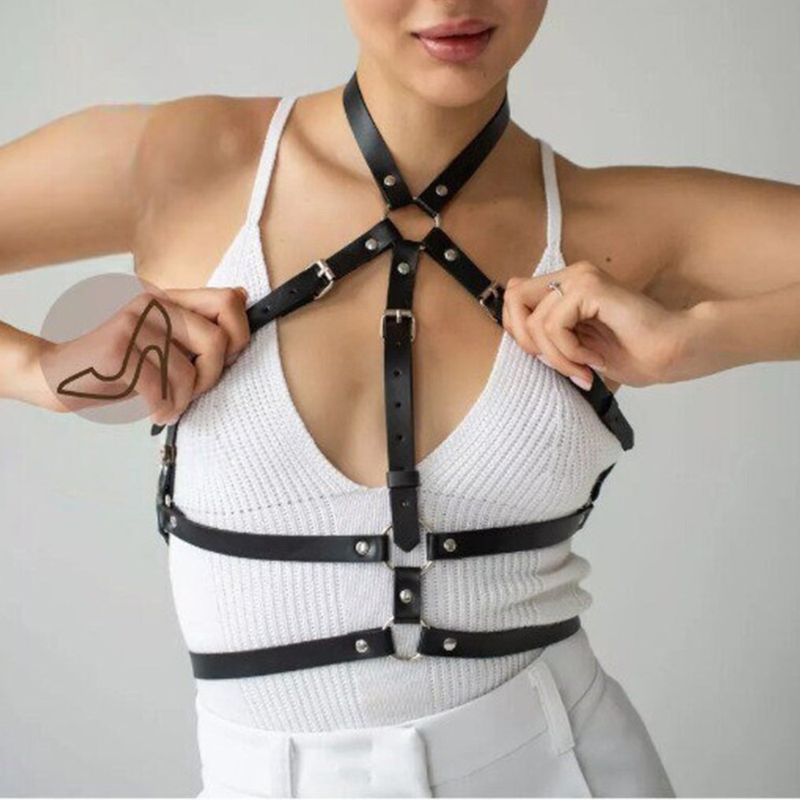 HOT Mode riem Corset Leer Bondage Lingerie Harnas Fetish Kleding Gothic Bretels voor Vrouwen_voghion.com