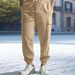 Pantaloni casual multitasche da uomo con colletto chiuso, pantaloni a gamba dritta in cotone e lino_voghion.com