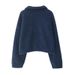 Women's Stand Collar Cropped Fleece-Lined Sweatshirt Winter Oversized Zip-Up Hoodie With Sherpa Lining Ins Style_voghion.com