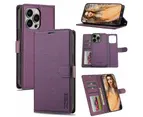 Für 16 Pro Max Luxus Abnehmbare Leder Brieftasche Flip Case + Gurt - Lila_voghion.com