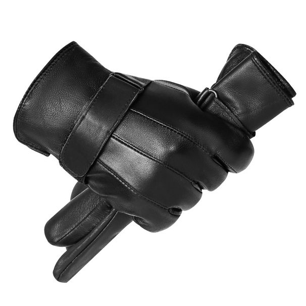 Guanti in pelle di agnello di alta qualità per uomo - Foderati in caldo pile invernale, antivento e impermeabili, ideali per guida, motociclismo e attività all'aperto_voghion.com