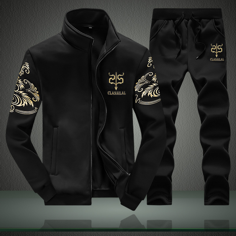 Herren-Sportanzug, große Größe, Herren-Strickjacke, täglich, schlank, Freizeithose, Kapuzenpullover, zweiteiliges Set_voghion.com