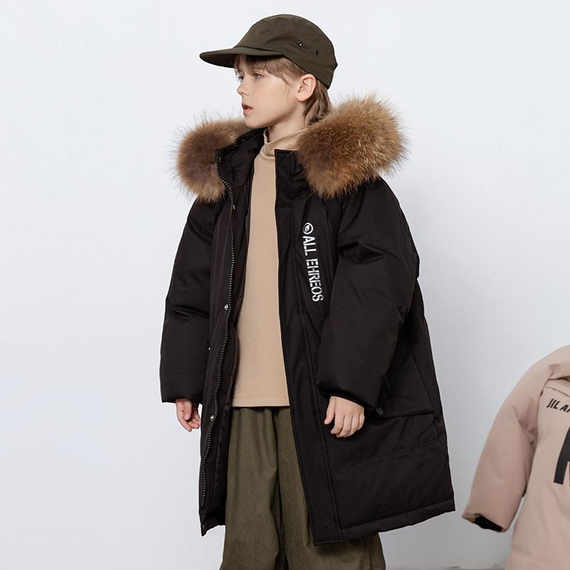 Boys' Winter Puffer Jacket With Hood - Lightweight Warm Down Coat For Kids, Water-Resistant Outerwear, Loose Fit, Zipper Closure, Multiple Colors_voghion.com