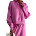 Damenbekleidung Einfarbiger Kapuzenpulloveranzug für Damen Lockerer lässiger Lazy Style Herbst und Winter Neue Strickhose Zweiteiliger Anzug_voghion.com