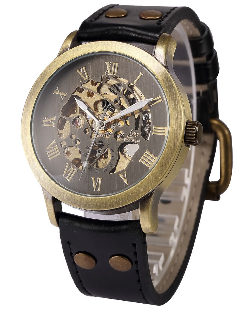 Shenhua Herrenuhr, modisch, lässig, Bronze, automatisch, mechanisch_voghion.com