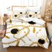 Black And Gold Brushed Chemical Fiber Digital Printing Golden Pattern Psg Bedding Three Piece Bed Sheet_voghion.com