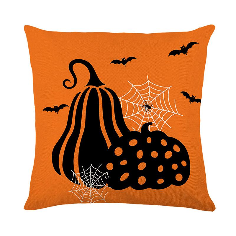 Taie d'oreiller Halloween en lin imprimé, housse de coussin décorative pour canapé, salon, chambre à coucher_voghion.com