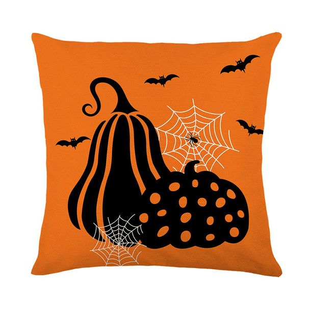 Taie d'oreiller Halloween en lin imprimé, housse de coussin décorative pour canapé, salon, chambre à coucher_voghion.com
