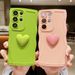 Cute 3D Love Heart Curly Wave Frame Case For Samsung S23 Ultra S22 Plus S21 S20 FE A53 A14 A52 A24 A54 Solid Color Silicon Cover_voghion.com
