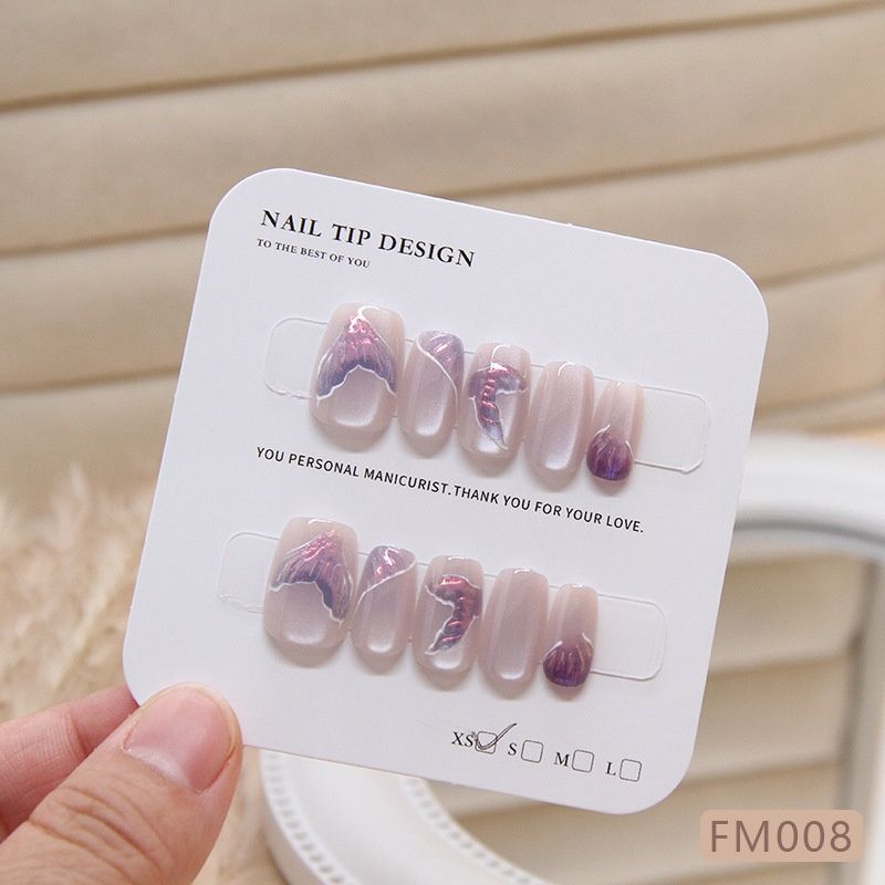 Patch Wear Manicure Wear Nail Nail Strips Ręcznie noszony fioletowy syrenka zdejmowana przezroczysta naszywka na paznokcie podzielona na rozmiary_voghion.com