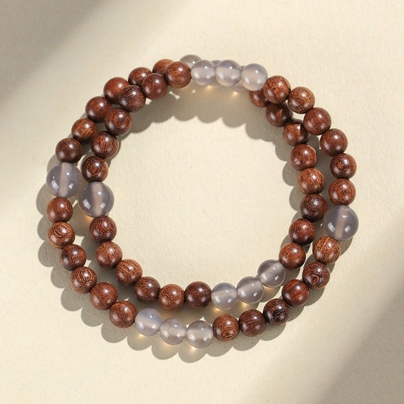 Beaded Bracelets Gold Silk Sandalwood Bracelets Ethnic Style Jewelry Ice Floating Red Hand Jewelry Gray Agate Strawberry Crystal Crystal Bracelet_voghion.com