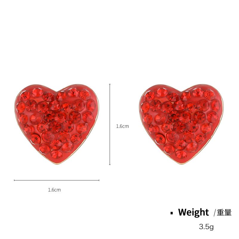Kenjie Design Red Diamond-Studded Necklace Set For Women Valentine's Day Gift Heart Earrings_voghion.com