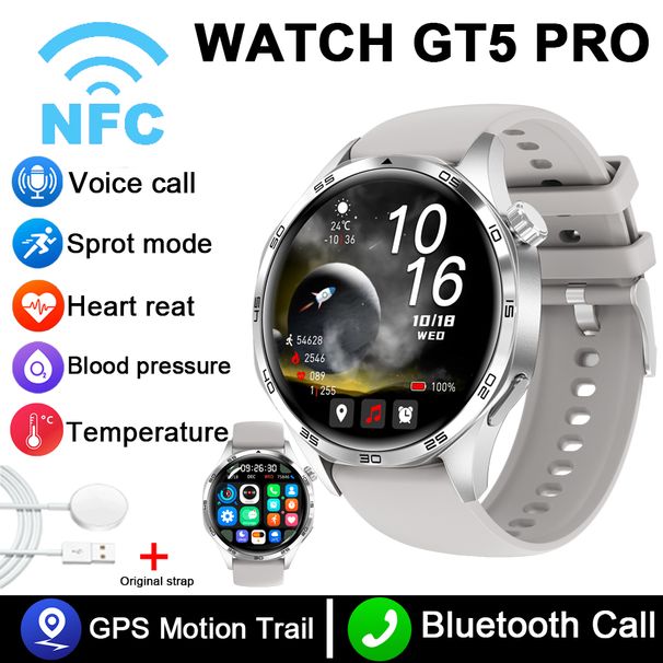 GT5 Pro Bluetooth Çağrı Akıllı Saat Erkekler Huawei 1.53 AMOLED Ekran Kalp Atış Hızı Monitörü NFC IP68 Su Geçirmez GPS Spor Akıllı Saat_voghion.com