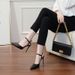 Women's One piece leather high heels with French back and pointed high heels for professional white collar workers, formal high heels_voghion.com