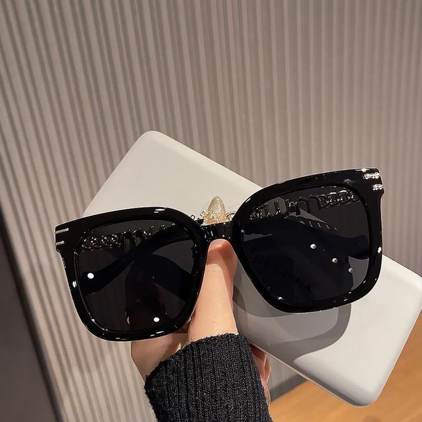 Nuovi occhiali da sole trasparenti marroni per la primavera e l'estate, per donne con visi grandi e piccoli, occhiali da sole alla moda con catena nera per uomo_voghion.com