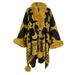 Wool-collar jacquard knit shawl cape hairball plus size cardigan coat_voghion.com