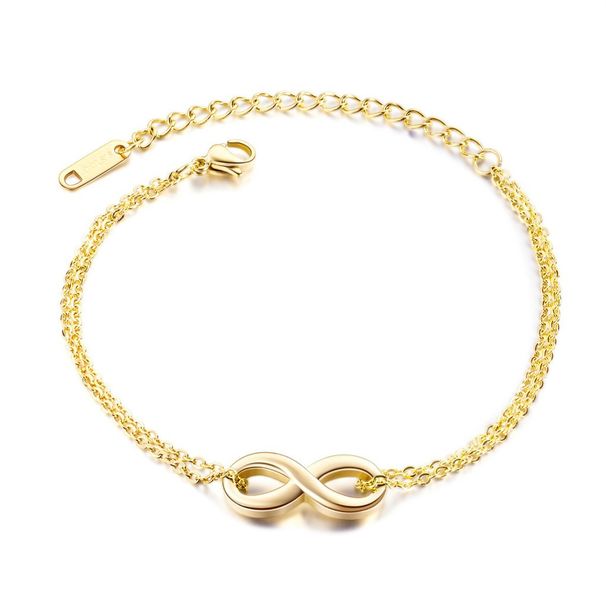 Bracelet infini à 8 caractères pour femme, chaîne de clavicule en acier titane, style froid, simple et polyvalent, bijoux cadeau d'anniversaire en or rose_voghion.com
