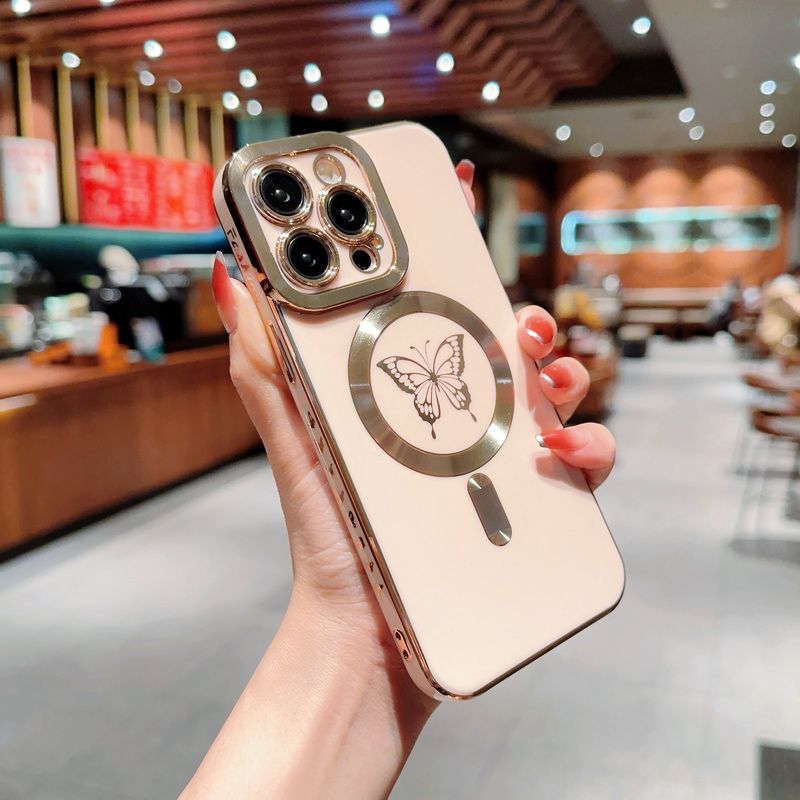 Luxus Magnéitesch Beschichtungshülle fir Magsafe iPhone 14 13 12 11 Pro Max 11 14 Plus Schockbeständeg Léift Häerz Päiperlek Telefonshülle_voghion.com
