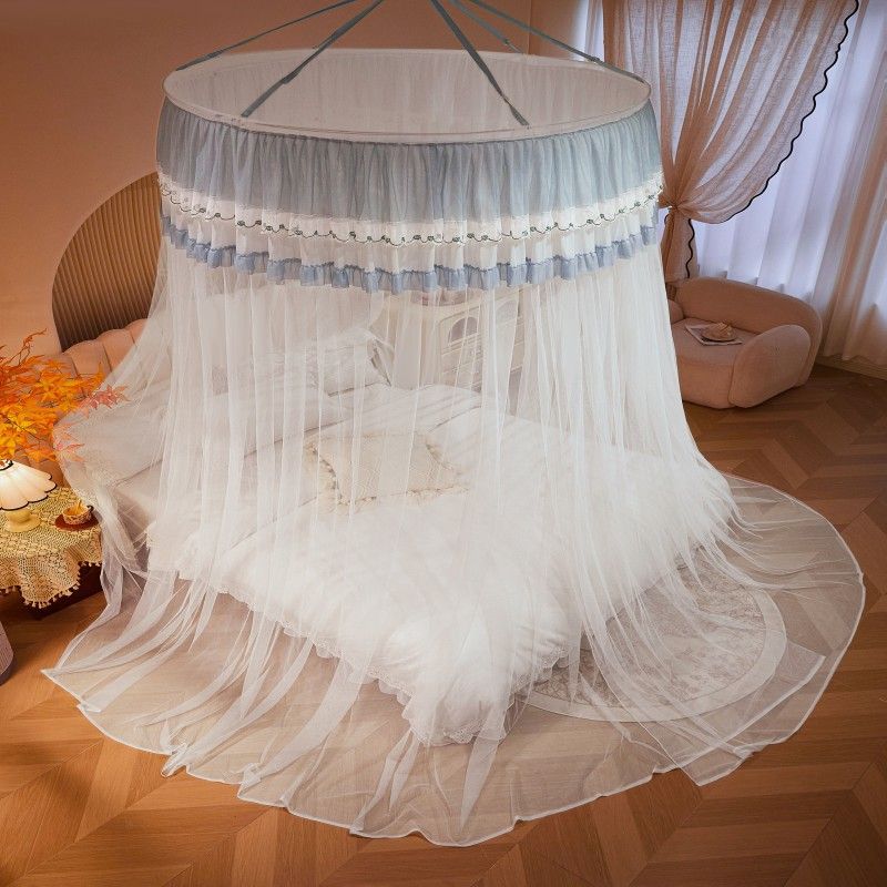 Round Hanging Mosquito Net Free Installation Fairy Princess Style Dome Floor Palace 1.8m Bed Universal_voghion.com