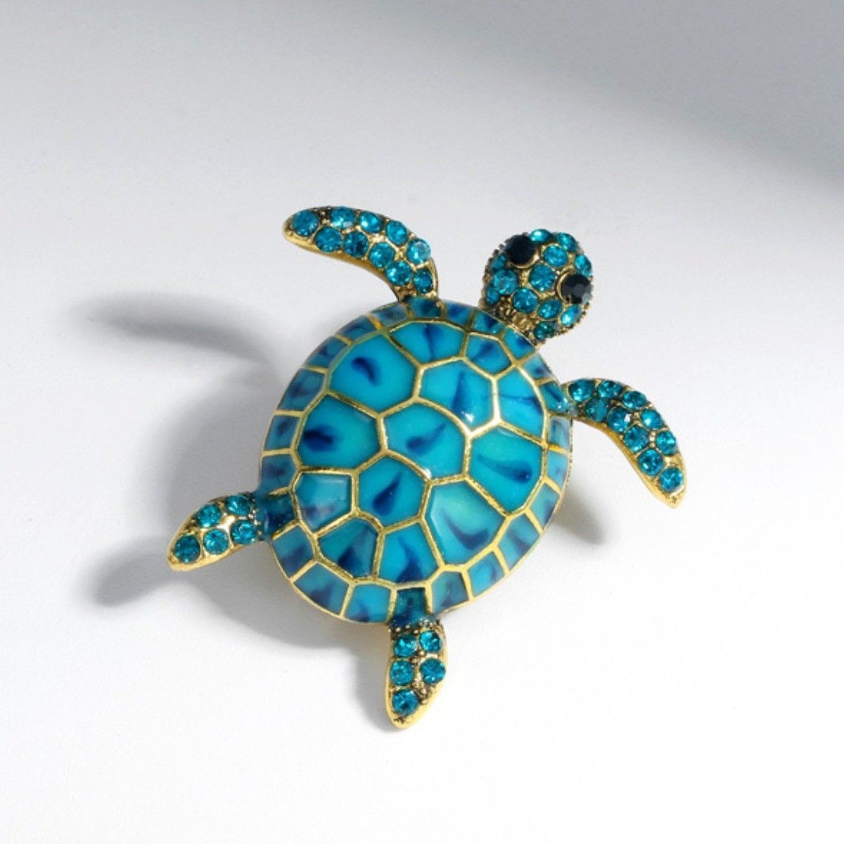 Fashionable creative turtle animal personalized versatile, diamond studded and oil dripping chest badge brooch,_voghion.com