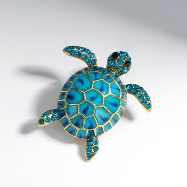 Fashionable creative turtle animal personalized versatile, diamond studded and oil dripping chest badge brooch,_voghion.com