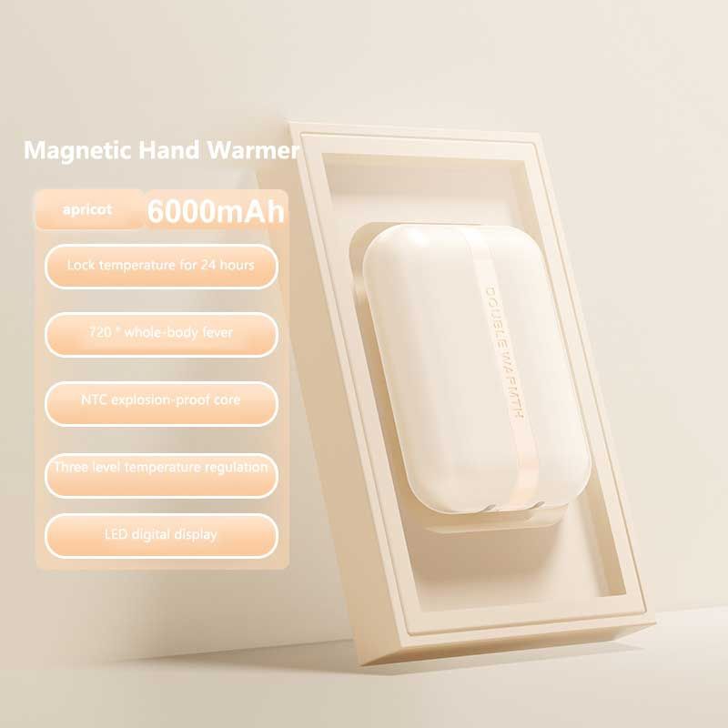 2-in-1 Detachable Magnetic Hand Warmer With Digital Display, Mini USB Rechargeable Portable Pocket Heater_voghion.com