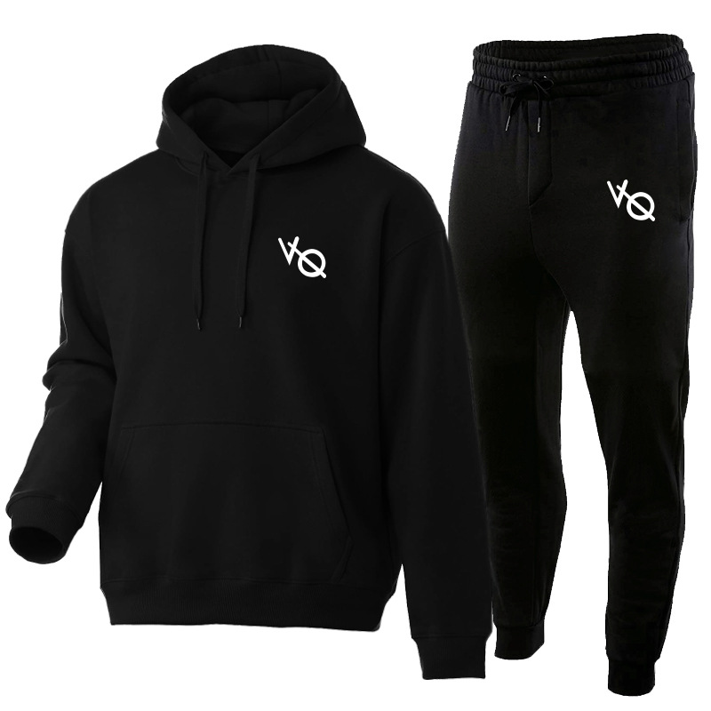 Ny höst- och vinterplysch Casual Luvtröja Herrtröja Sporttröja Utomhuslöpning Fitness Luvtröja Set_voghion.com