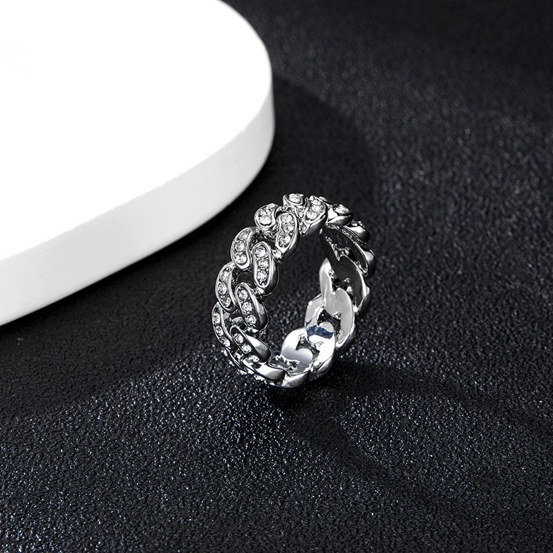Men’s Jewelry Set Fashion Full Diamond Cuban Ring High End Trendy Fashion Men's Ring Zircon Ring Exclusive Ring_voghion.com