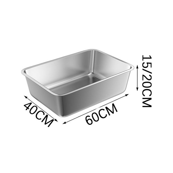 Stainless Steel Open Litter Box Extra Large Deepened Anti-Splash Cat Toilet Flat Bottom Square Basin Canteen Tray_voghion.com