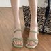 New line with back empty square open toe chunky high heels slippers_voghion.com