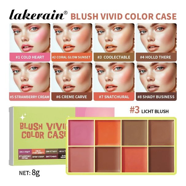 Lakerain 8-Color Cream Highlighter Palette - Face & Eye Highlighter, Contour & Blush, Buildable Shimmer, Travel-Friendly, Vegan & Cruelty-Free_voghion.com