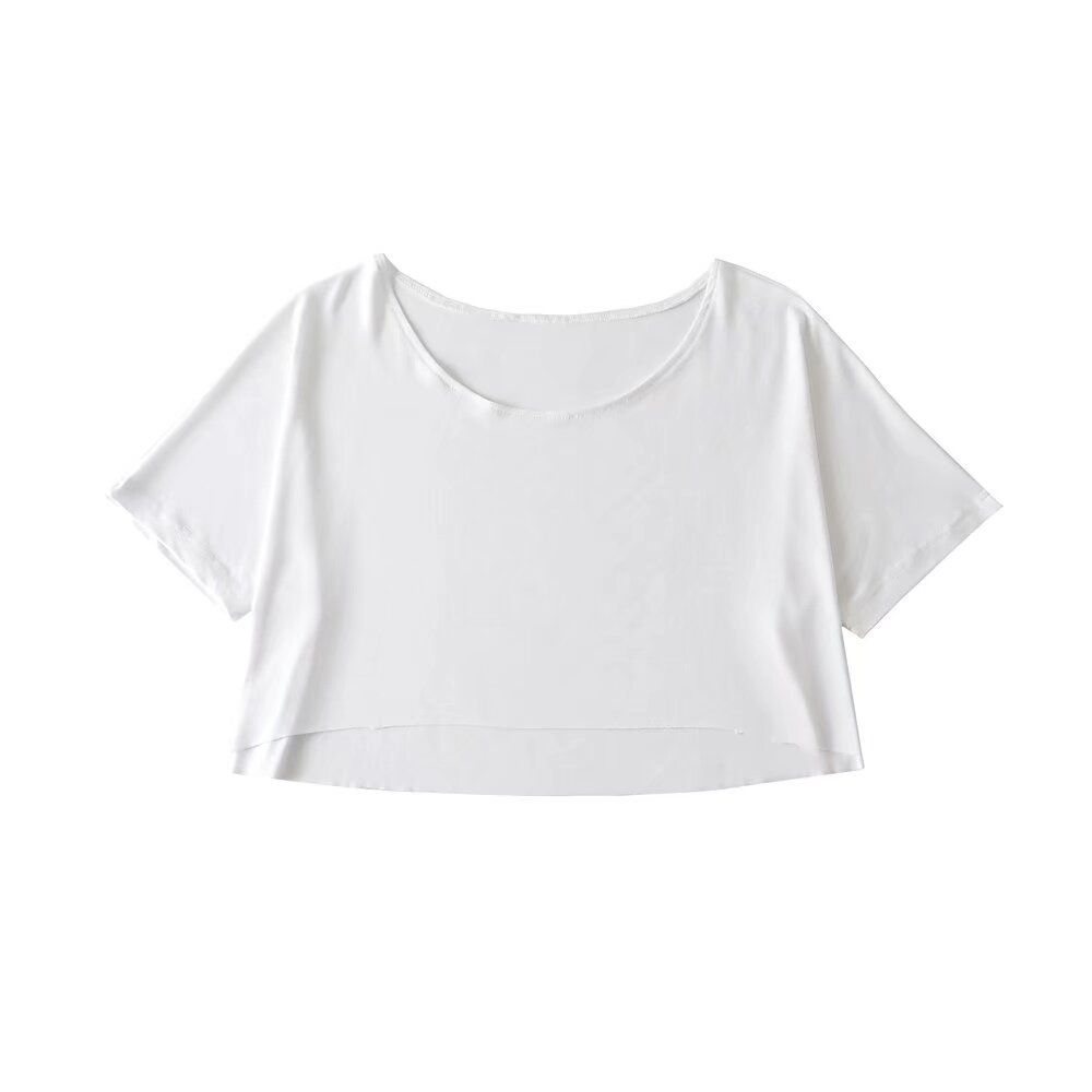 YPFF Trendy Women's Summer New Round Neck One And A Half Sleeve T-shirt Style Short Open Umbilical Small Top_voghion.com