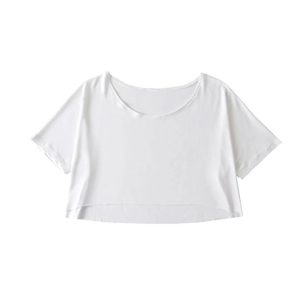 YPFF Trendy Women's Summer New Round Neck One And A Half Sleeve T-shirt Style Short Open Umbilical Small Top_voghion.com