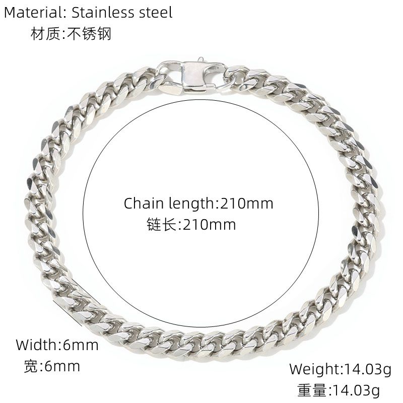 Gioielli da uomo in acciaio inossidabile con sei lati, bracciale con catena cubana di alta qualità, gioielli da donna_voghion.com