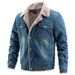 Men's Winter Fleece-Lined Denim Jacket – Korean Streetwear Washed Cotton Coat (M-XXXL, Slim Fit, Distressed Look, Unisex Outerwear)_voghion.com
