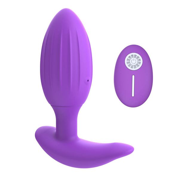 Vibratore anale con telecomando, con spina anale, massaggiatore per la prostata, viola e nero._voghion.com